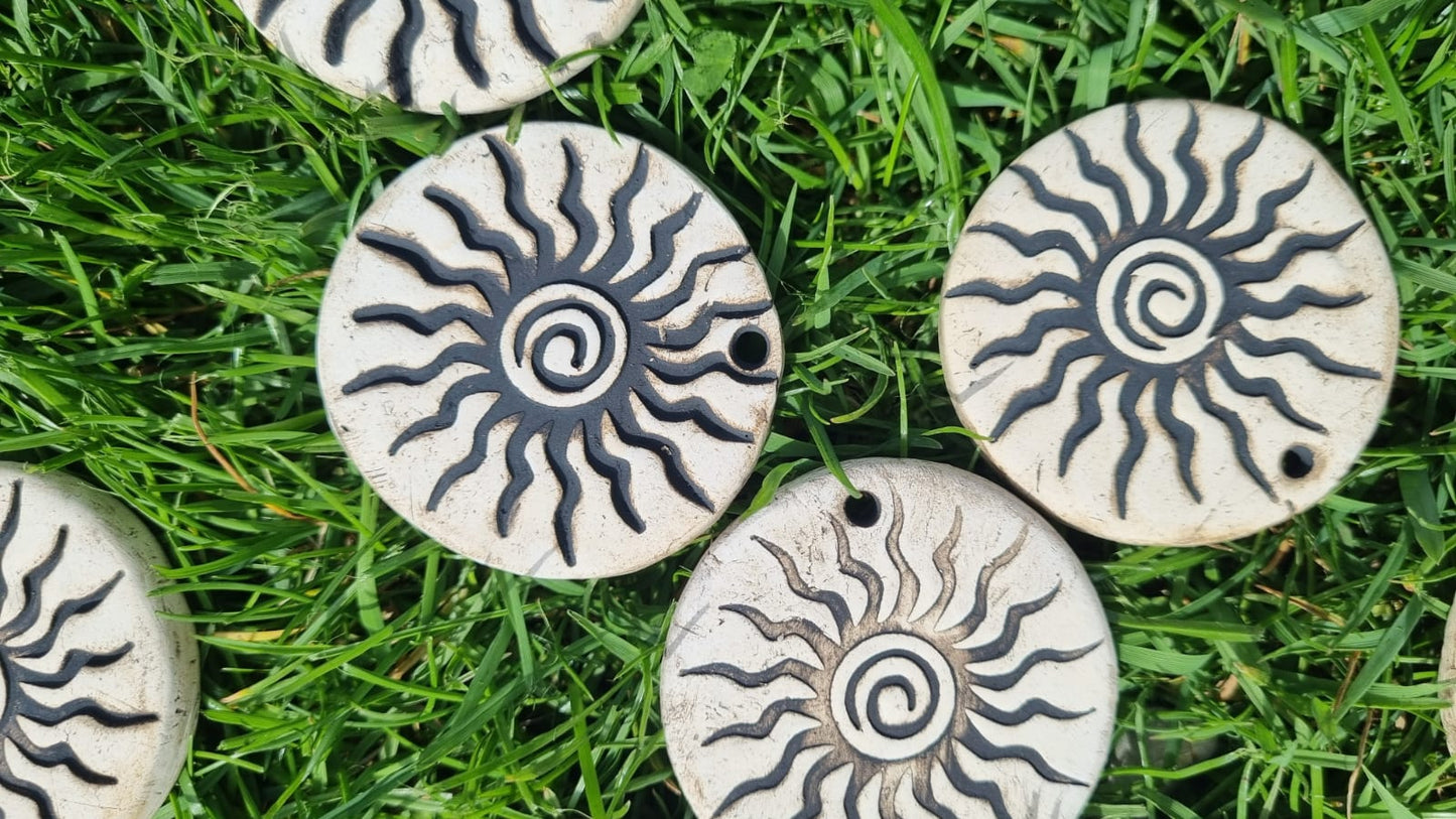 3-er Set Tonanhänger Sonne